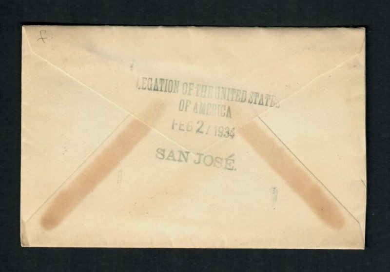 CO14f Costa Rica 1934 Cover & Letter Legation of the U.S. of America HandStamped