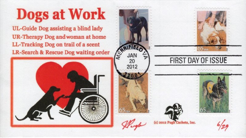 Julian Pugh Printed Combo FDC for the 2012 Dogs at Work Issue