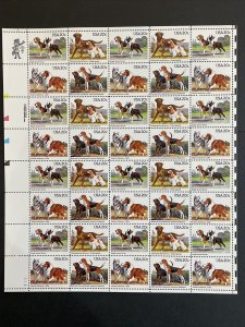 Full sheet of 1984 Dog postage stamps, Sc# 2098-2101 