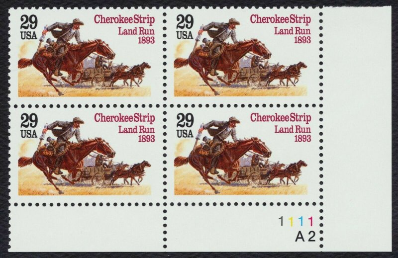 #2754 29c Cherokee Strip Land Run, Plate Block [1111-A2 LR] **ANY 5=FREE SHIP**