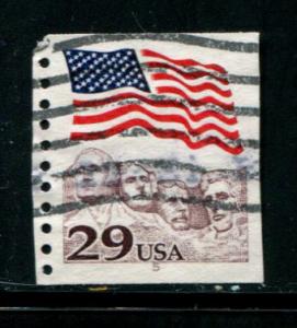 2523 US 29c Flag over Mt Rushmore coil PNS #5, used