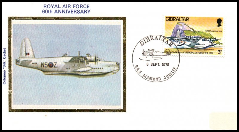 Gibraltar 369 Airplane Colorano Label FDC