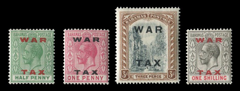 Bahamas #MR11-14 (SG 102-105) Cat£27, 1919 War Tax, set of four, lightly hinged