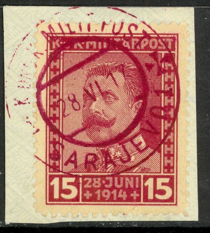 BOSNIA AND HERZEGOVINA 1917 15h ARCHDUKE MEMORIAL P11 1/2 Semi Postal Sc B14a Us