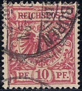 Germany #48  10 PF Imperial Eagle,Carmine, used XF