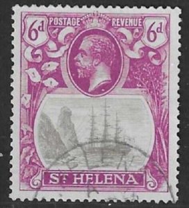 ST.HELENA SG104b 1922 6d GREY & BRIGHT PURPLE TORN FLAG USED