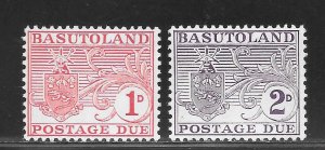 Basutoland Scott J3-J4 Unused HOG - 1956 Coat of Arms Postage Dues - SCV $1.00