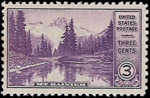 U.S. Scott # 742  1934 3c pur  Mt. Rainier  mint-nh- vf