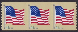 US 4188 Flag 41c coil strip AVR (3 stamps) MNH 2007