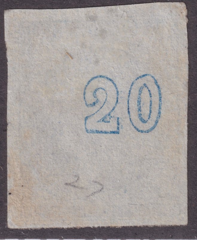 Sc# 31 Greece 1870 Hermes Head (Mercury) Used 20L imperf issue CV $24.00