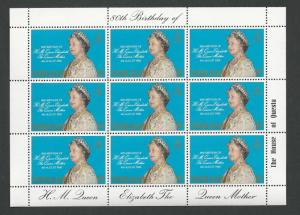 Tristan da Cunha # 277 Queen Mother Birthday- full sheet  (1) Mint NH