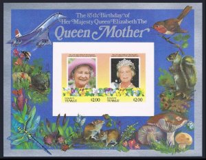 Tuvalu Funafuti 50-51 imperf.MNH.Mi Bl.2B-3B. Queen Mother,85th birthday.Fauna.