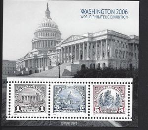 United States, 4075, Washington 2008 Philatelic Expo Pane of 3, **MNH**