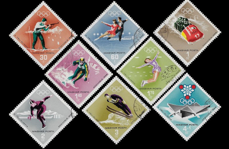Hungary 1968 Sc 1872-79 U cto vf Winter Olympics, Grenoble, France