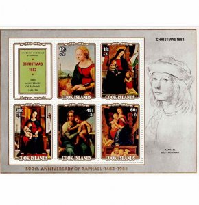 Cook Islands 1983 Sc 754 Minisheet Christmas Raphael Art Souvenir MNH