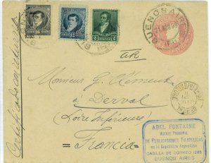 BK1743 - ARGENTINA - POSTAL HISTORY - STATIONERY sent REGISTERED to FRANCE 1898