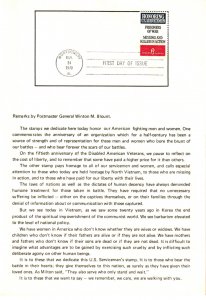 USPS FDC Ceremony Program #1422 C1 U.S. Servicemen Single 1970