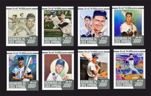 Stamps. Baseball Ted Williams 2022 year, 8 stamps  perforated MNH** NEW