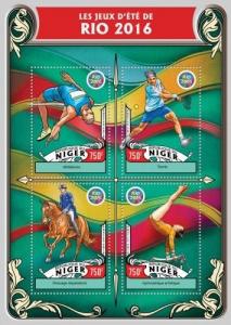 Summer Olympic Games Rio 2016 Tennis Equestrian Basketball Niger MNH stamp set