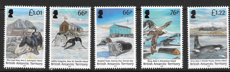 BRITISH ANTARCTIC TERR. SG675/79 2015 HISTORIC HUTS  MNH