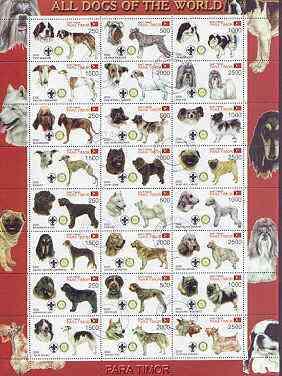 Timor (East) 2000 Dogs #04 perf sheetlet containing 24 va...