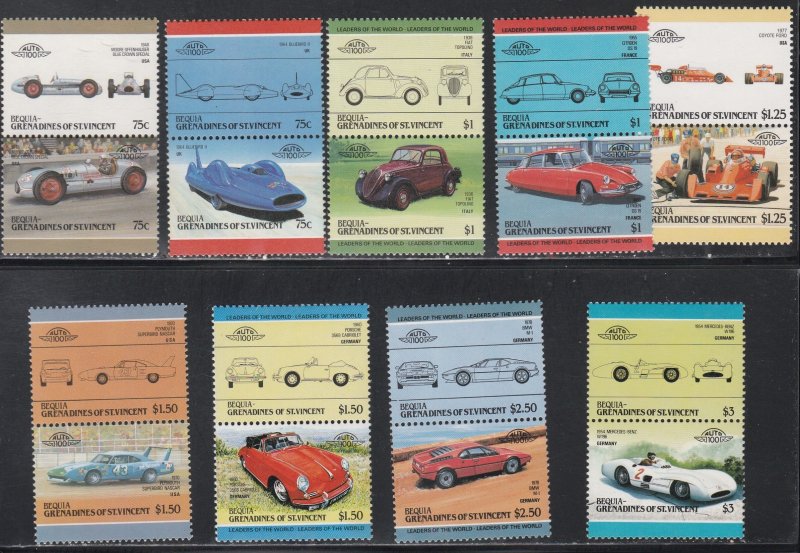 St. Vincent - Grenadines - Bequia # 107 / 126, Racing Cars- Pairs, Mint NH