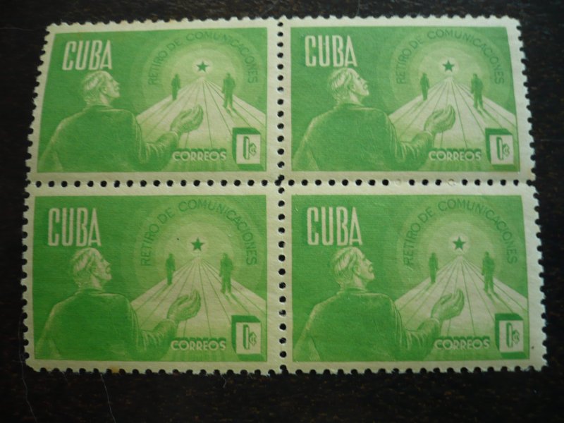 Stamps - Cuba - Scott#384-386 - Mint Hinged Set in Blocks of 4 Stamps