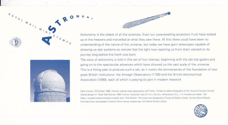 GB 1990 Astronomy FDC Unadressed Basingstoke CDS with enclosure VGC