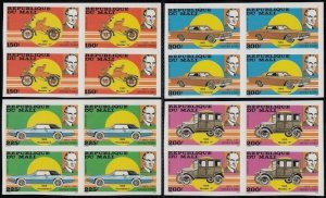 MALI Sc # 546-9 CPL MNH IMPERF BLOCKS of 4 - AUTOMOBILES