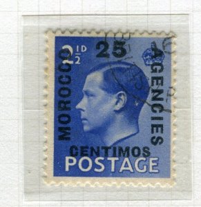 MOROCCO AGENCIES; 1936 Ed VIII surcharged issue used hinged 25c. MINOR VARIETY