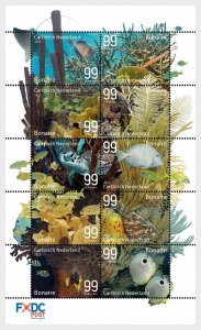 Postage stamps of Netherlands 2017 -  Подводный мир Бонайре - Лист.