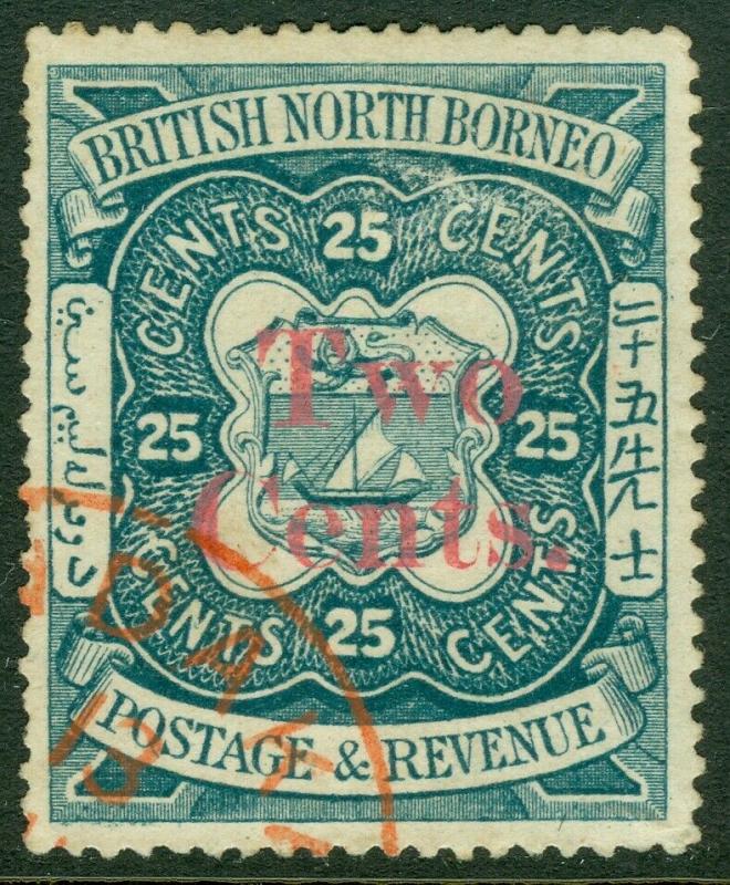 EDW1949SELL : NORTH BORNEO 1890 Scott #50 VF, Used with Scarce cancel Cat $100++