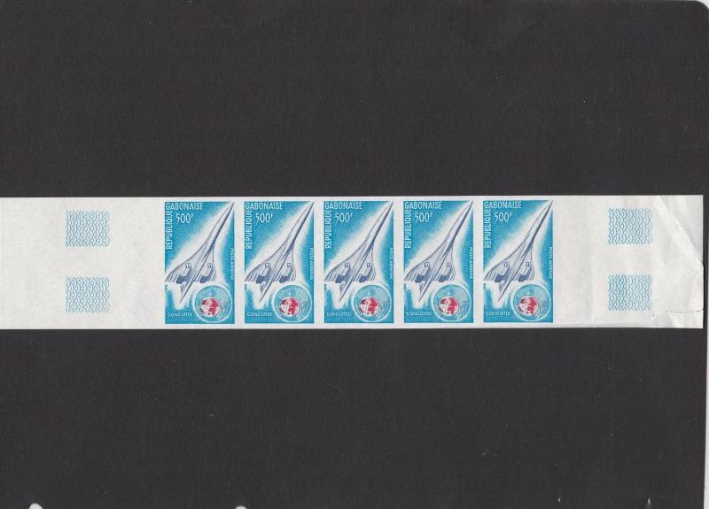 gabon 1976 concorde rare imperf mnh stamps  with margin crease/ tear ref r12890