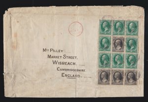 US 165 & 158 on Cover in Singles & Strips from Boston to England F-VF SCV $1100+