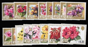 Niue #417-431A Cat$33.20, 1984 Flowers, complete set, never hinged