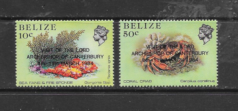 BELIZE #715-16 MARINE LIFE OVERPRINT MNH