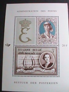 BELGIUM STAMP-1966-SC#B790  QUEEN ELIZABETH WITH MOZART SONG MNH-S/S VERY FINE