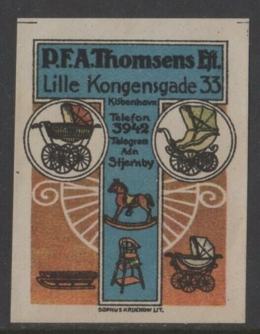 Denmark- Thomsen's Baby Carriages & Furnishings Advertising Stamp - NG 