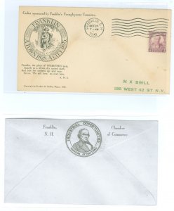 US 725 1932 3c Daniel Webster, 150th anniversary of his birth (single) on addressed (stencil) first day cover with a Franklin, N