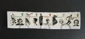 GB 1996. Europa - Famous women. Set of 5 used stamps .ex FDC on paper.