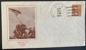 1946 Usa Navy Base Patriotic Cover Spirit Of 45 Iwo Jima