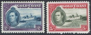 GOLD COAST 1938 KGVI CASTLE 2/- AND 5/- MNH ** PERF 11½ X 12
