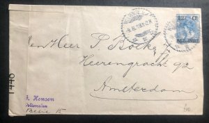 1918 Weltevreden Netherlands Indies Censored Cover To Amsterdam Holland