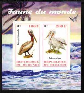 Burundi 2011 Fauna of the World - Pelicans imperf sheetle...