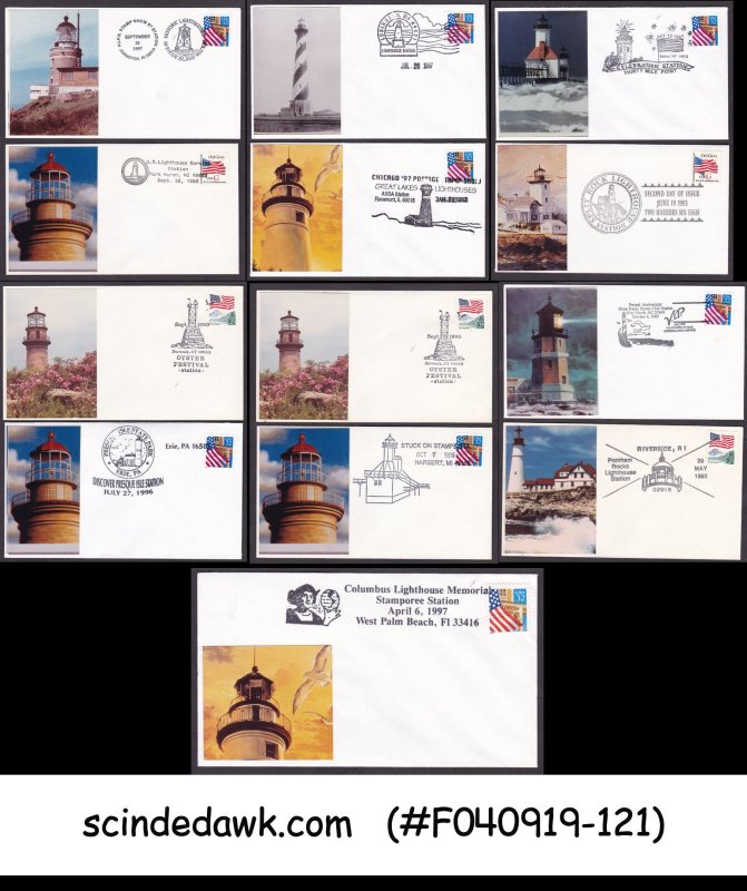 UNITED STATES USA 1990-1997 SPECIAL LIGHTHOUSE COVERS WITH SP. CANCL. 13nos