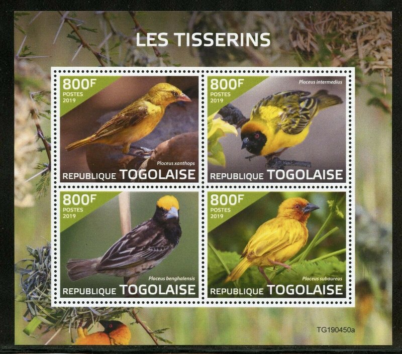 TOGO 2019 BIRDS: WEAVERS  SHEET MINT NEVER HINGED