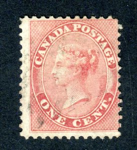 Canada 1859. 1c pale rose. Used. SG29.