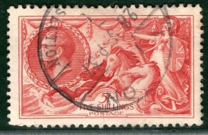 GB KGV SEAHORSE SG.451 5s Bright Rose-Red (1934) Used 1937 CDS Cat £85 XRED58