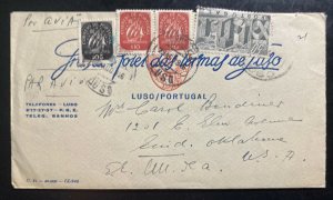 1946 Luso Portugal Advertising Airmail cover to Enid OK USA