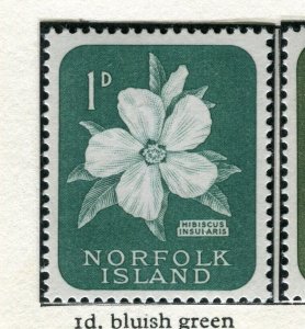 NORFOLK ISLAND; 1960 early Flowers issue Mint MNH unmounted 1d. value